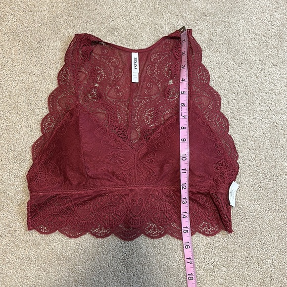 Zenana wine lace racerback bralette w/ pads L - Picture 9 of 9